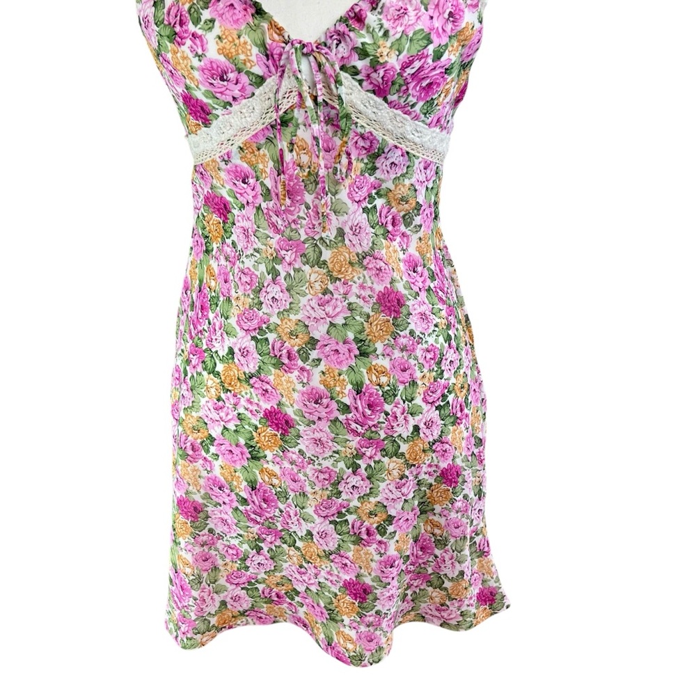 PRINCESS POLLY Pink Floral Emilee Babydoll Slip Dress 6 Camisole Mini Milkmaid - Picture 7 of 15